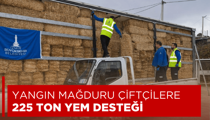 Yangın mağduru çiftçilere 225 ton yem desteği